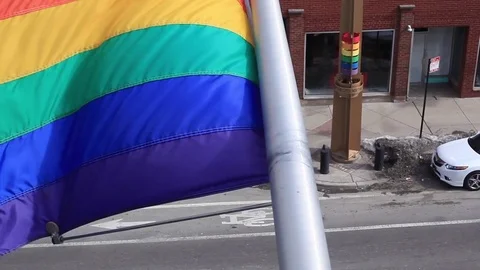 Gay Pride Flags Chicago 2 Stock Footage 79028539