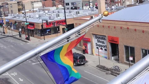 Gay Pride Flags Chicago 3 Stock Footage 79028559