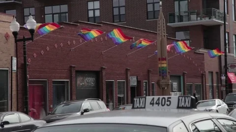 Gay Pride Flags Chicago 5 Stock Footage 79049612