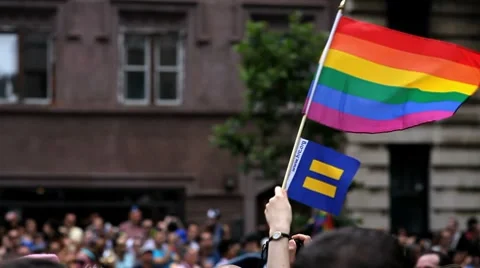 Gay Pride Float in NYC Stock Footage 7461156
