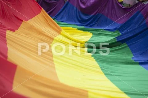 Gay pride, LGBTQ rainbow flag Stock Photos