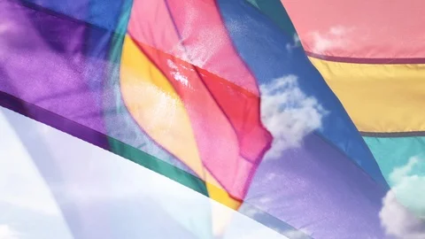 Gay Pride Rainbow Flag Slow Motion Overlay Stock Footage 105572891