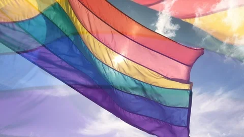 Gay Pride Rainbow Flag Slow Motion Overlay Stock Footage 105581993