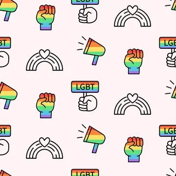 Gay Pride Seamless pattern, LGBT rights background Illustrazione stock