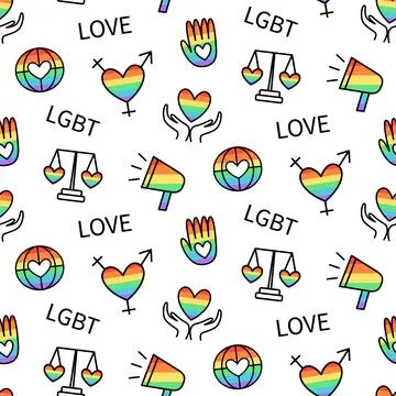 Gay Pride Seamless pattern, LGBT rights background Illustrazione stock