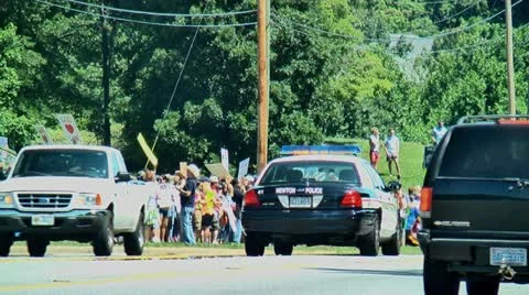 Gay protest of local preacher 5 27 12 two Stock Footage