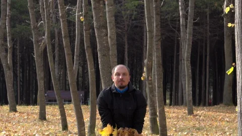 The gay throws the leaves Stock Footage 97278246