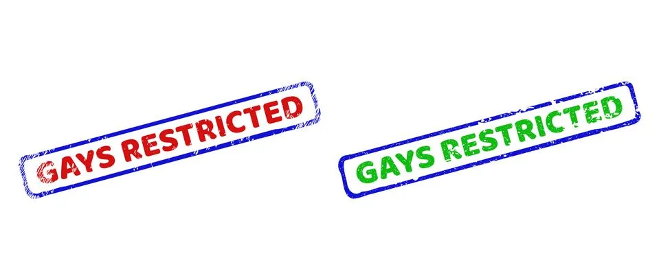 GAYS RESTRICTED Bicolor Rough Rectangle Stamp Seals with Distress Styles Stock Illustration