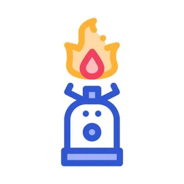 Gaz Cylinder With Fire For Cooking Vector Icon Stock Illustration