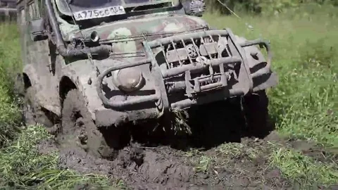 Gaz69 offroad in mud Stock Footage 69123042