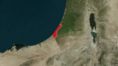 Gaza Border Highlighted Zoomed Map Animation 4K 库存影片 330383378