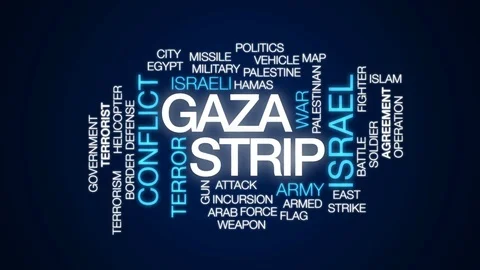 Gaza strip animated word cloud, text design animation. Stock Footage