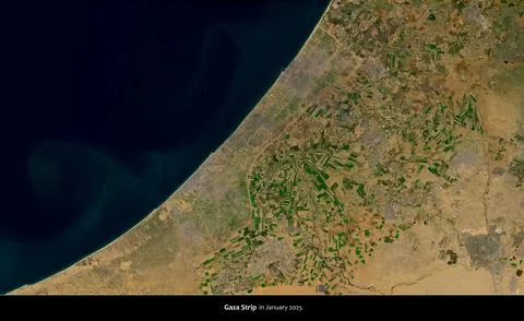 Gaza Strip overview map showing urban density and Mediterranean coast Stock Illustration