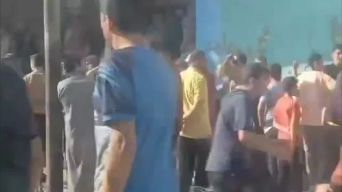 Gazans Queue For Bread In Rafah, Palestine Stock Footage 254963187
