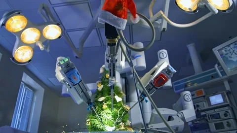 Gaze at the precise work of the Da Vinci system while decorating the fur-tree. Stock Footage 166315617