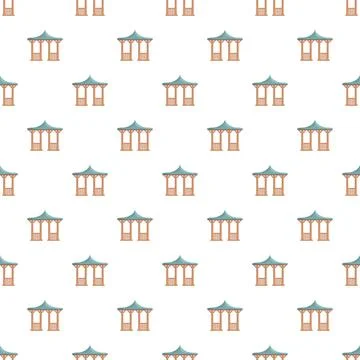 Gazebo architectural repeating pattern on white background Stock Illustration