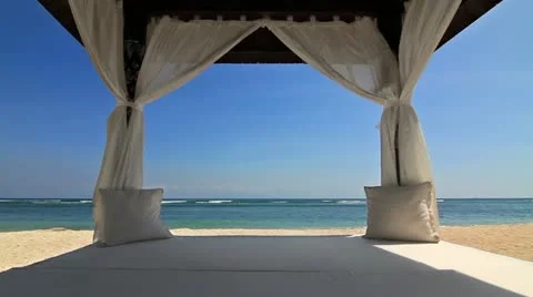 Gazebo on the beach Stock Footage 12238973