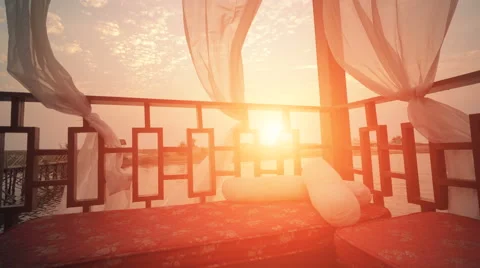 Gazebo on the beach Stock Footage 61428661
