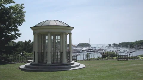 A gazebo in front of a harbor Stock Footage 131531199