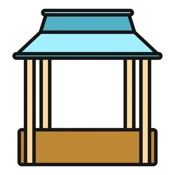 Gazebo garden building flat vector icon Stock Illustration
