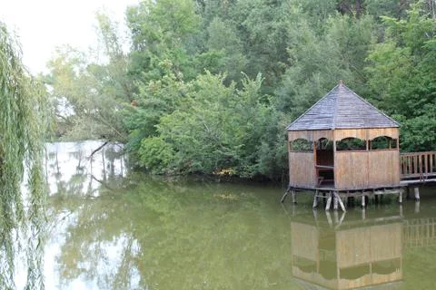 Gazebo by the lake Stock Photos