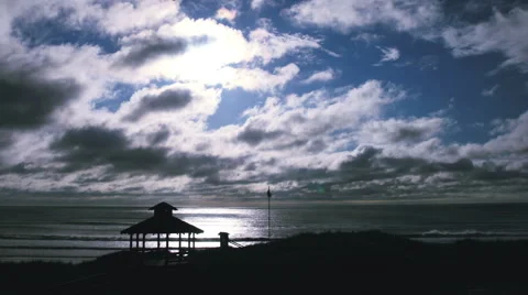 Gazebo on Ocean in Time Lapse Stock Footage 48119312