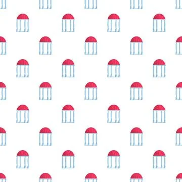 Gazebo pattern featuring white columns and red roof 스톡 일러스트