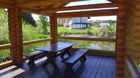 Gazebo for recreation Stock Footage 142069058