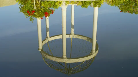 Gazebo Reflection in Rippling Water Stock Footage 35300335