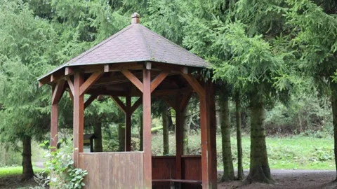 Gazebo for relaxation in the forest Stock Footage 287932452