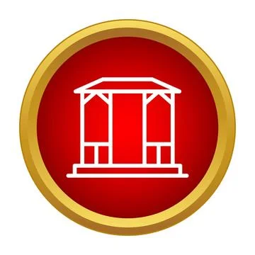 Gazebo structure building icon in red circle Ilustración de archivo