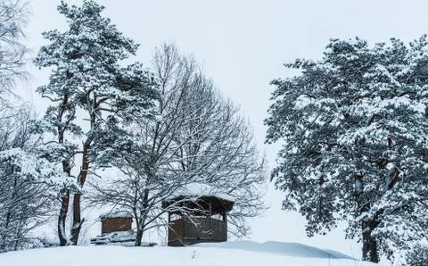 Gazebo winter Stock-Fotos