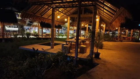Gazebos in the evening in the tropics Stock Footage 309128310