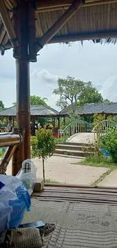 Gazebos Made of Bamboo Stock Photos