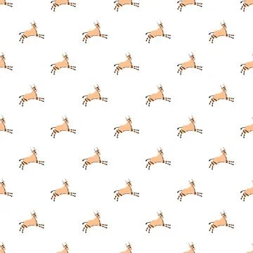 Gazelles leaping seamless pattern white background Stock Illustration