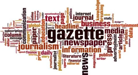 Gazette word cloud concept Stock Illustration