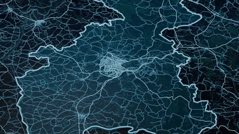 Gaziantep Turkey Glowing Digital Map Animation 4K Stock Footage 337498226