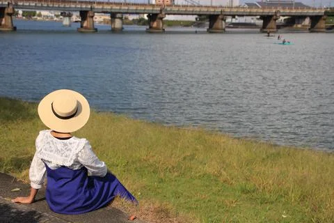 Gazing at the river Stock Photos