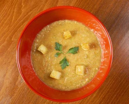 Gazpacho with garlic croutons Foto stock