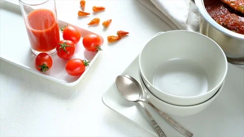 Gazpacho for lunch Stock Footage 109493898
