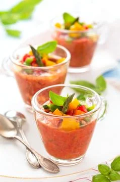 Gazpacho soup in cups. Stock Photos