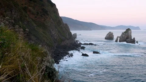 Gaztelugatxe ocean coastline Stock Footage 106510941
