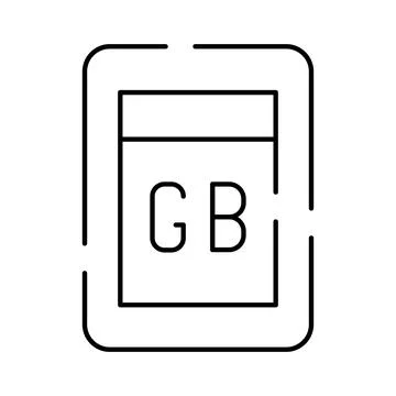 Gb data storage unit line art icon Stock Illustration