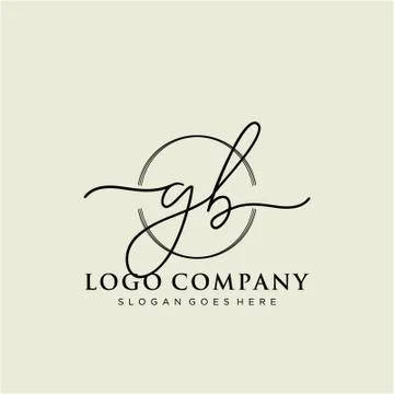 GB Initial handwriting logo design Illustrazione stock