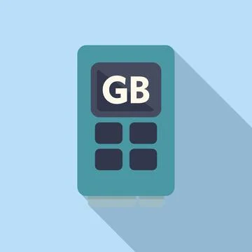 Gb memory board icon flat vector. Solid machine 库存插图