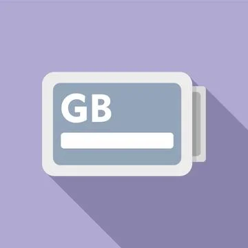 GB memory board icon flat vector. Focus solid machine 库存插图