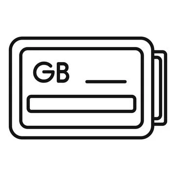 GB memory board icon outline vector. Focus solid machine 库存插图