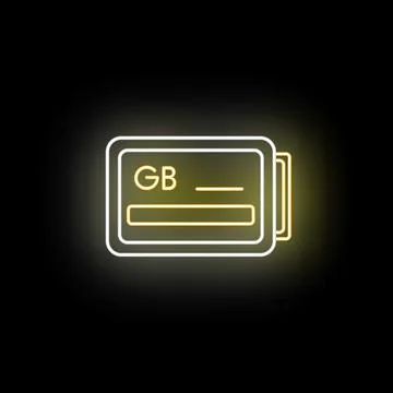 Gb memory card neon digital storage icon Stock Illustration