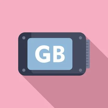 GB storage focus icon flat vector. State backup ssd Stock Illustration