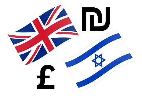 GBPILS forex currency pair vector illustration. British and Israeli flag, wit Stock Illustration